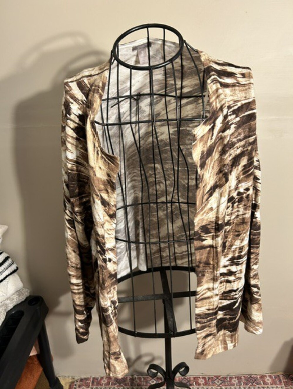 chicos size 3 x womens coat  3x brown white print animal casual dress